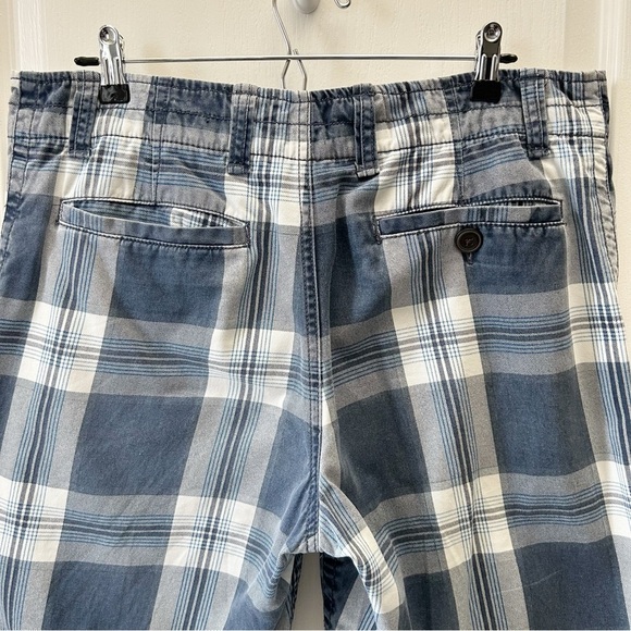 Cherokee Men's Flat Front Cotton Chino Shorts Blue Plaid Size 34 - Picture 7 of 13
